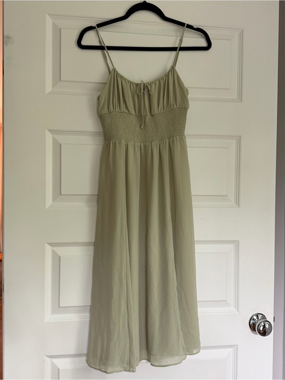 Aritzia Light Green Spaghetti Strap Midi Dress